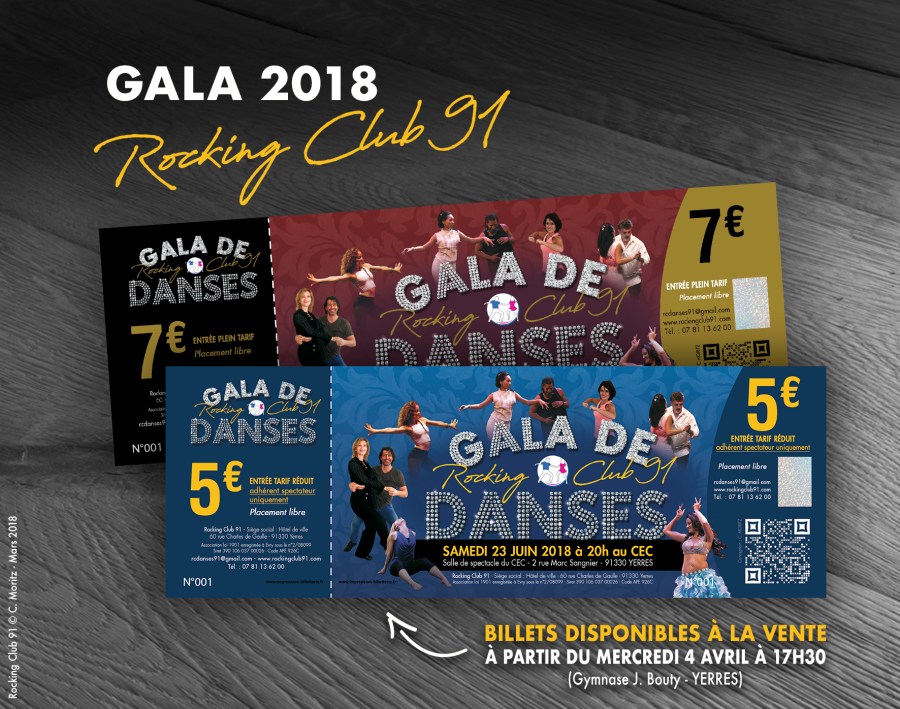 Rocking Club 91 - Gala du 23 juin 2018 - Mise en vente des entrées